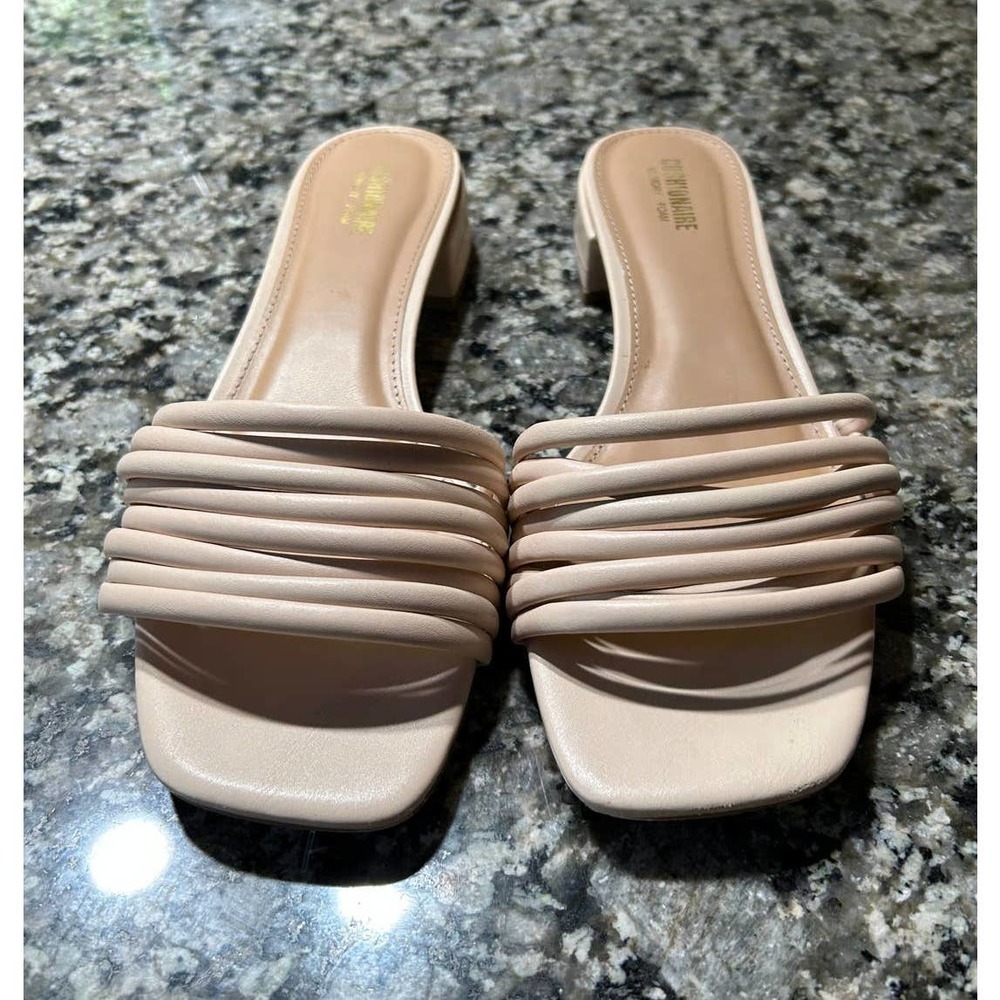 Cushionaire Women's Nino Strappy low block heel slide sandal size 9.5
